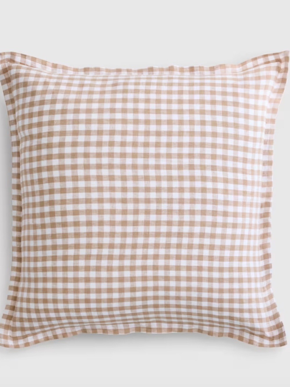 European Linen tan cafe Gingham Euro Sham 26 x 26